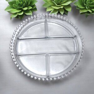 Vintage Imperial Glass Candlewick Divided 5 Compartment Serving Tray Platter